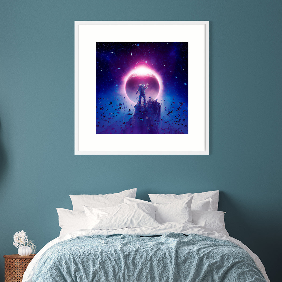 Astronaut During a Solar Eclipse in Space Modern Poster-Square Posters NOT FRAMED-CetArt-8″x8″ inches-CetArt