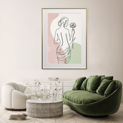 Beautiful Woman Silhouette With Flowers Line Art Modern Abstract Art Posters-Vertical Posters NOT FRAMED-CetArt-8″x10″ inches-CetArt