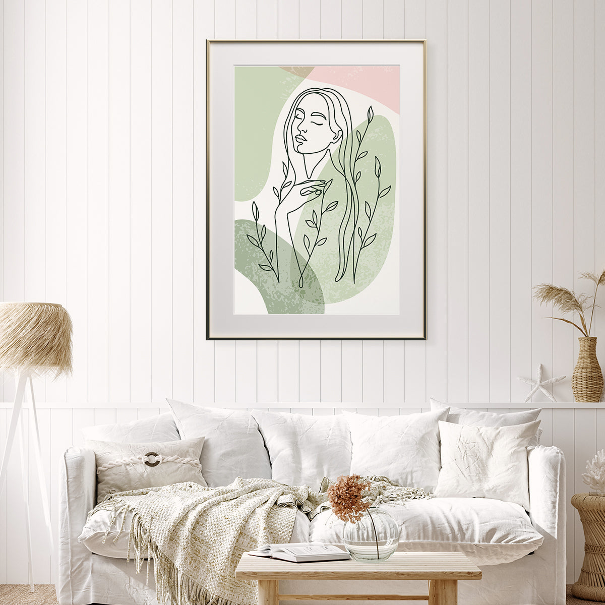 Beautiful Woman Silhouette With Leaves Line Art Posters For Living Room Wall-Vertical Posters NOT FRAMED-CetArt-8″x10″ inches-CetArt