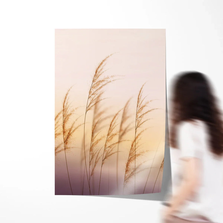 Pampas grass poster in beige tones