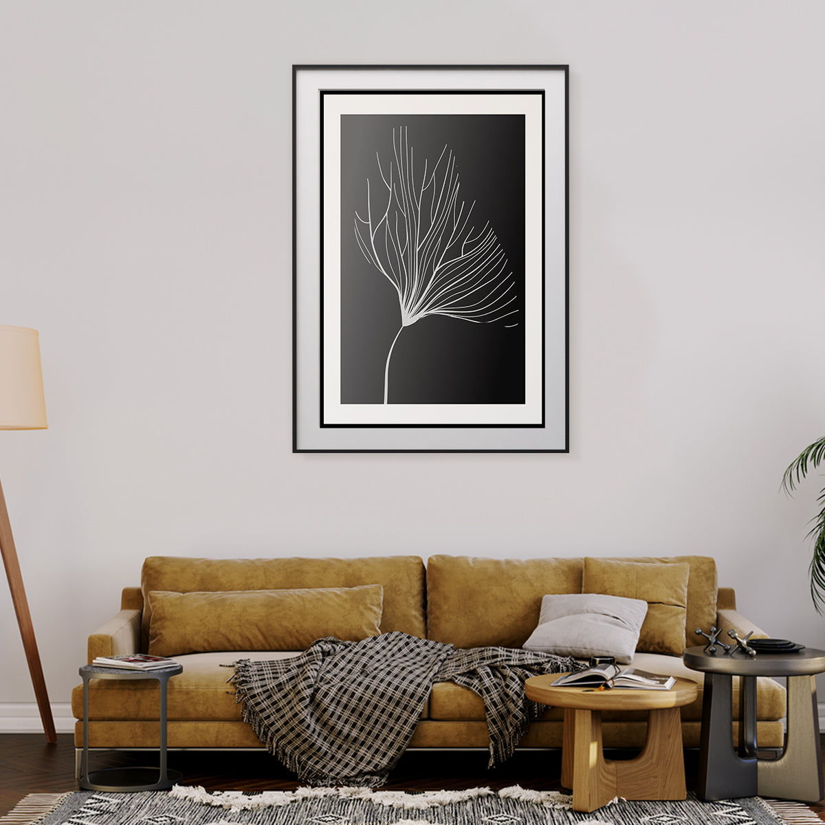 Leaf Line Art in Black White Abstract Decorations For Home Poster-Vertical Posters NOT FRAMED-CetArt-8″x10″ inches-CetArt
