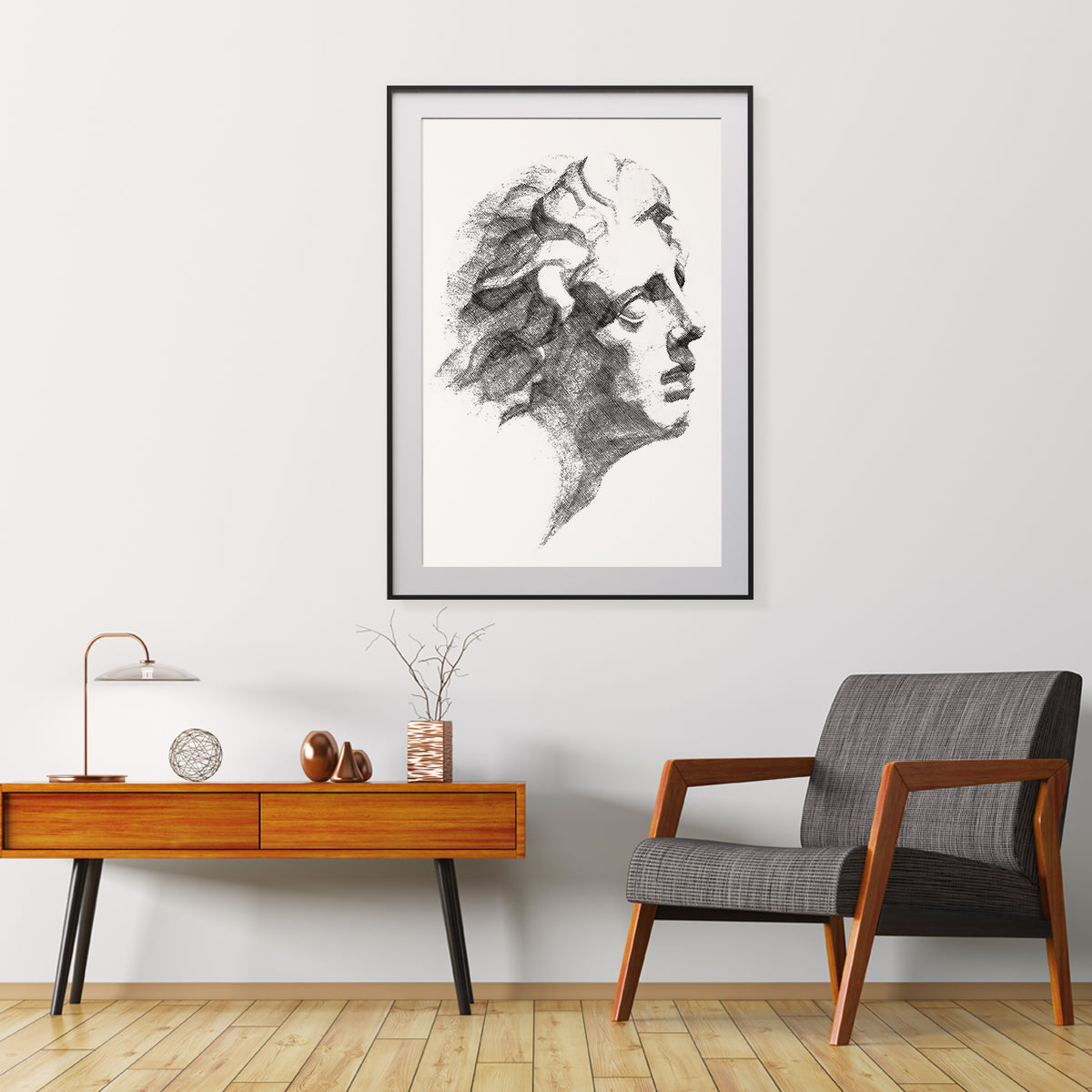 Ancient Greek Minimalist Portrait Black And White Posters-Vertical Posters NOT FRAMED-CetArt-8″x10″ inches-CetArt