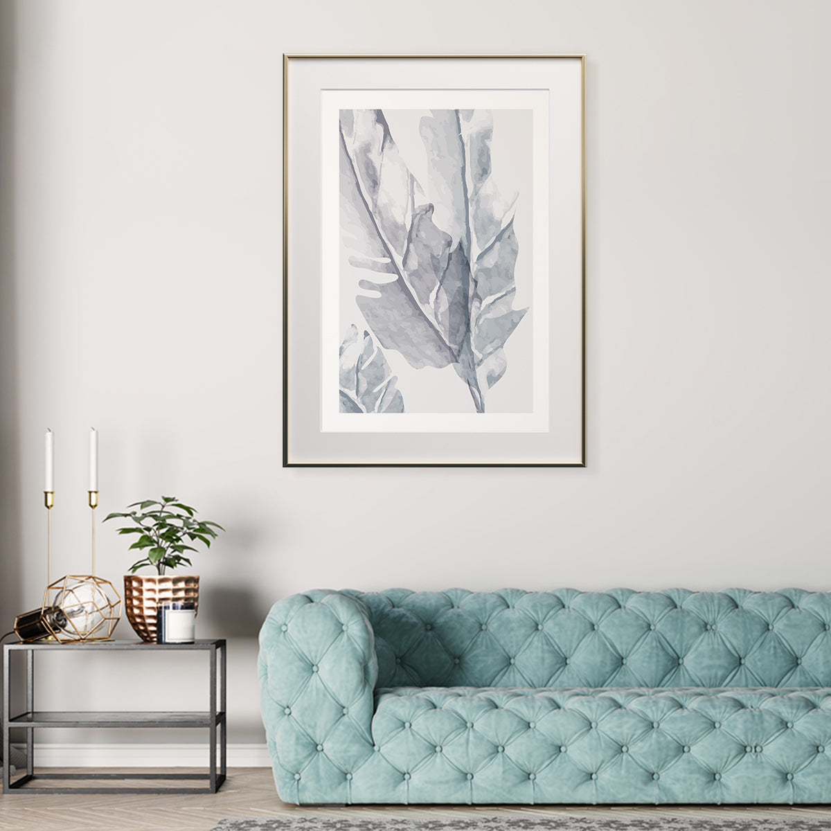 Abstract Blue Leaves Contemporary Art Prints Posters-Vertical Posters NOT FRAMED-CetArt-8″x10″ inches-CetArt