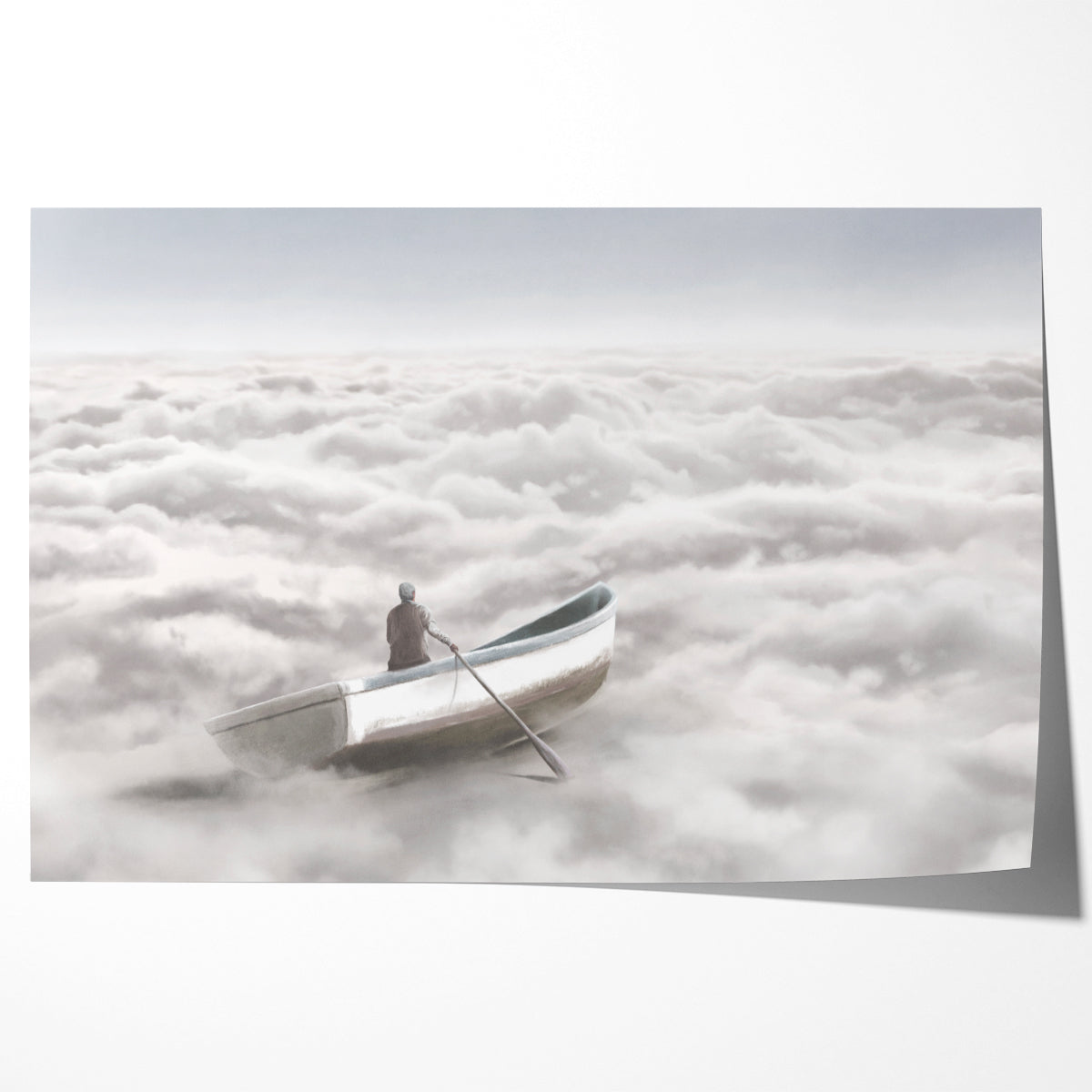 Man in Boat Floating on Sea Surreal Art Poster Wall Decor-Horizontal Posters NOT FRAMED-CetArt-10″x8″ inches-CetArt