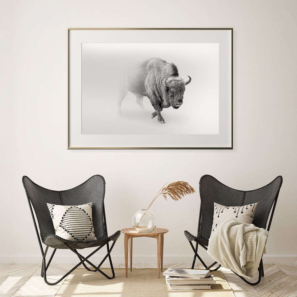 Bison Black And White Posters-Horizontal Posters NOT FRAMED-CetArt-10″x8″ inches-CetArt