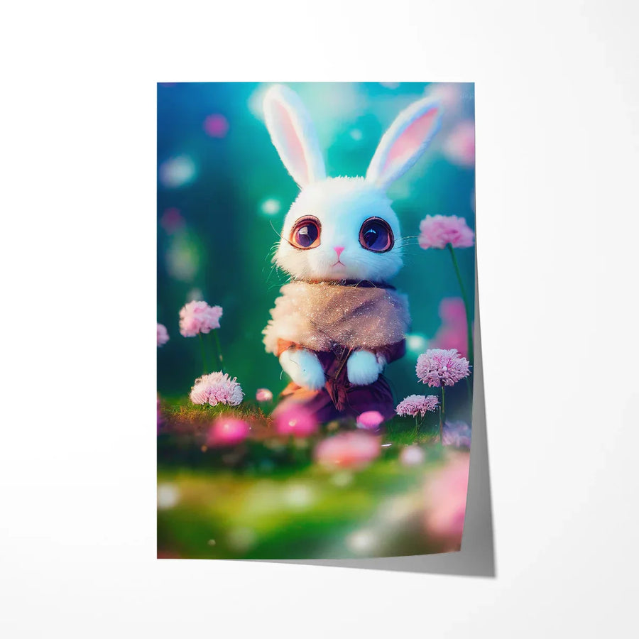 Cute cartoon rabbit pastel poster
