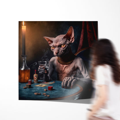 Sphynx Cat Playing Poker Creative Posters For Office-Square Posters NOT FRAMED-CetArt-8″x8″ inches-CetArt