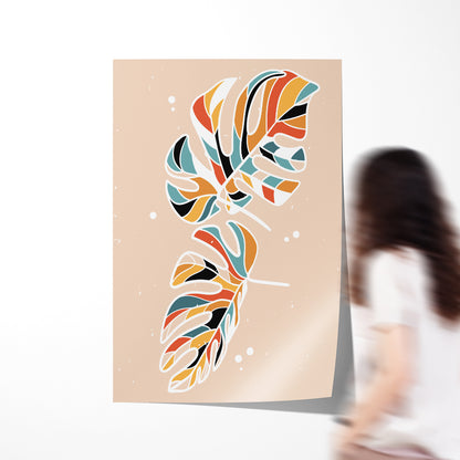 Colorful Abstract Minimalistic Monstera Leaves Room Poster Wall Art-Vertical Posters NOT FRAMED-CetArt-8″x10″ inches-CetArt
