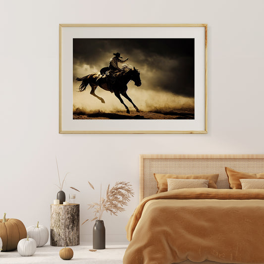 Cowboy Riding Horse Posters And Wall Art Prints For Living Room-Horizontal Posters NOT FRAMED-CetArt-10″x8″ inches-CetArt