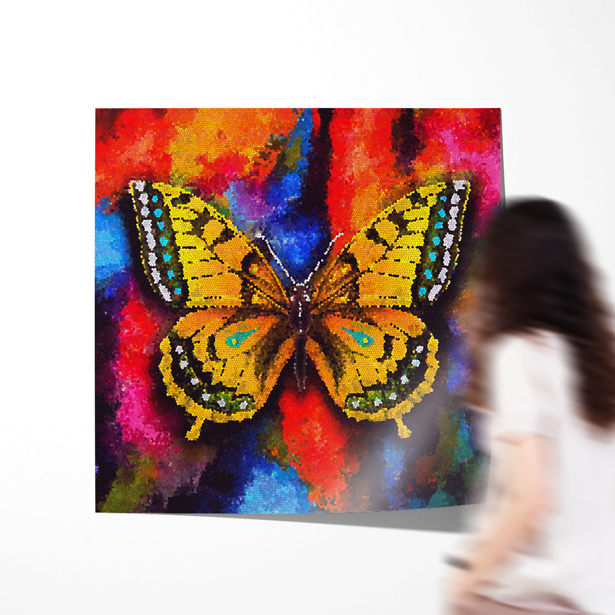 Mosaic Butterfly Art Posters And Wall Art Prints-Square Posters NOT FRAMED-CetArt-8″x8″ inches-CetArt