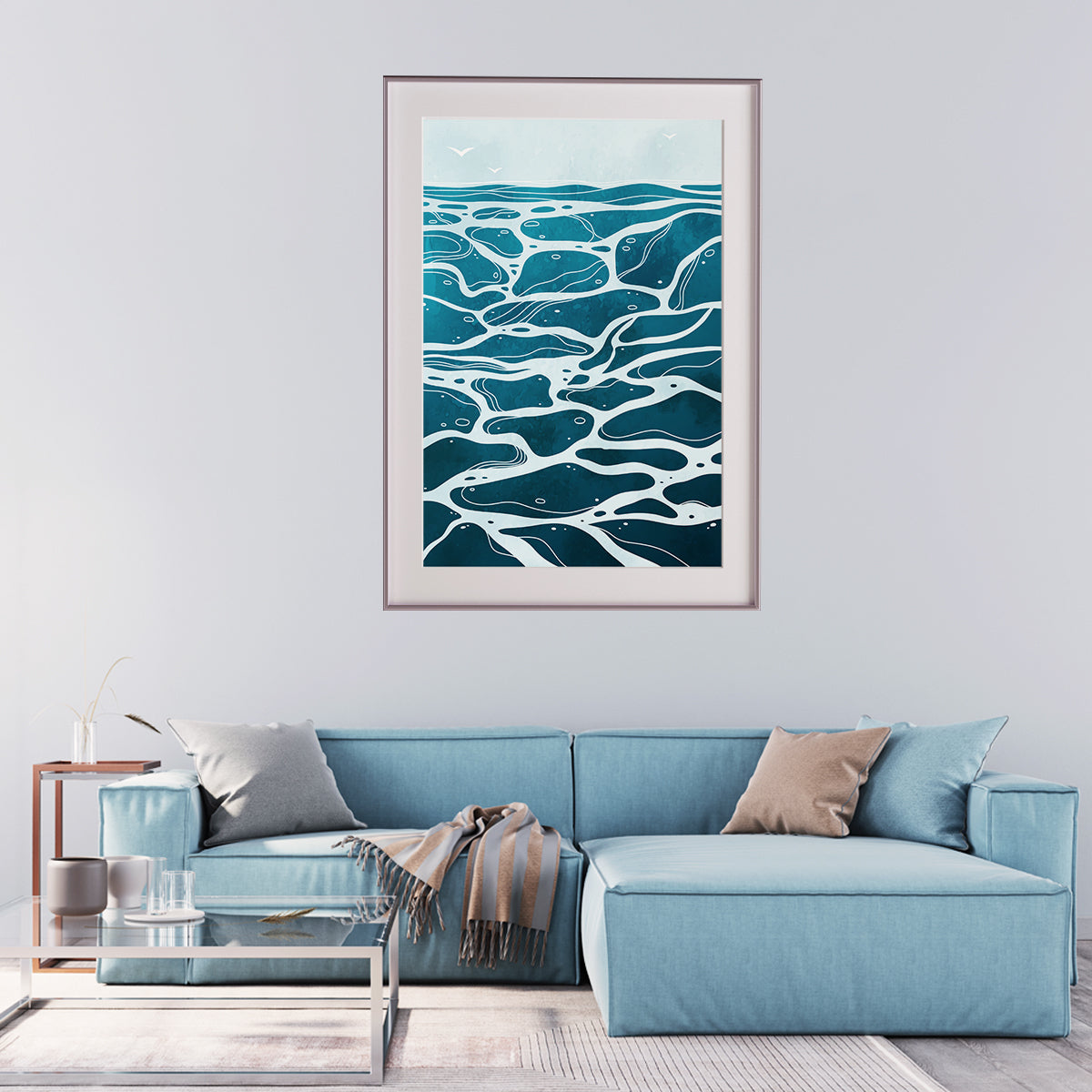 Abstract Blue Sea Waves Living Room Art Posters Japanese Style-Vertical Posters NOT FRAMED-CetArt-8″x10″ inches-CetArt