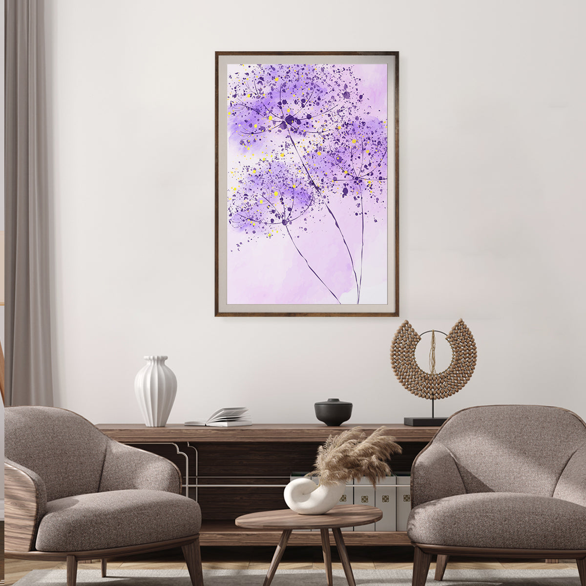 Abstract Purple Dandelion Minimalist Poster Art Prints For Your Wall-Vertical Posters NOT FRAMED-CetArt-8″x10″ inches-CetArt