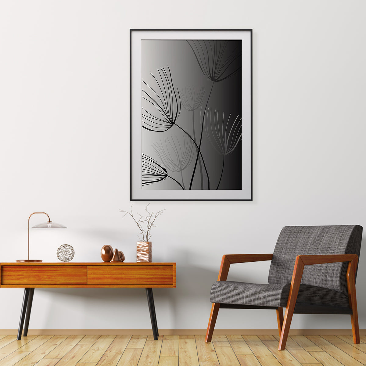 Dandelion Seeds Poster in Black And White Wall Decoration-Vertical Posters NOT FRAMED-CetArt-8″x10″ inches-CetArt