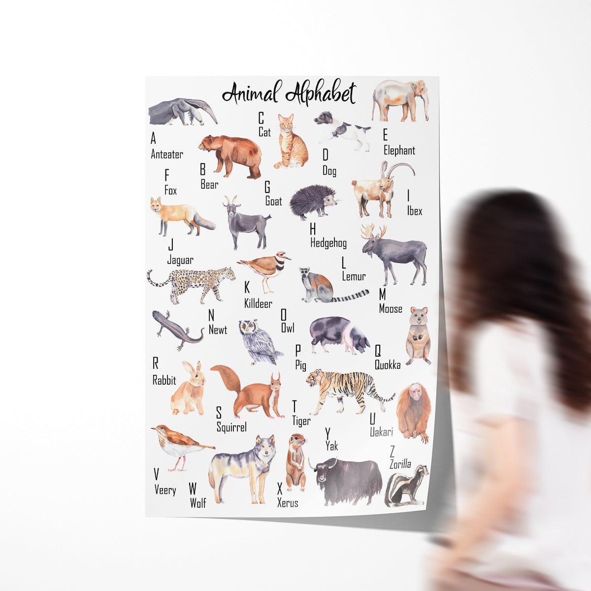 Animal Alphabet Poster Print Nursery Wall Art-Vertical Posters NOT FRAMED-CetArt-8″x10″ inches-CetArt
