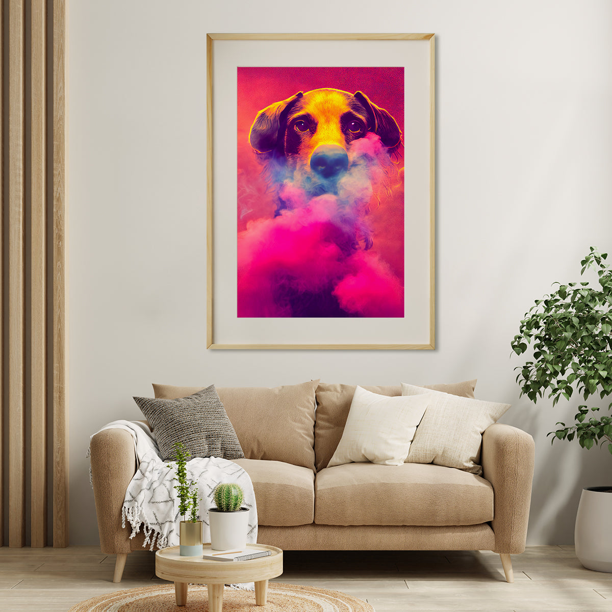 Stunning Dog Portrait in Pink Mist Modern Art Poster-Vertical Posters NOT FRAMED-CetArt-8″x10″ inches-CetArt