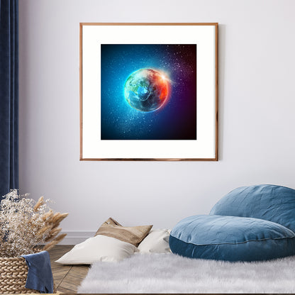 Earth Planet in Space Posters Decoration for Interior-Square Posters NOT FRAMED-CetArt-8″x8″ inches-CetArt