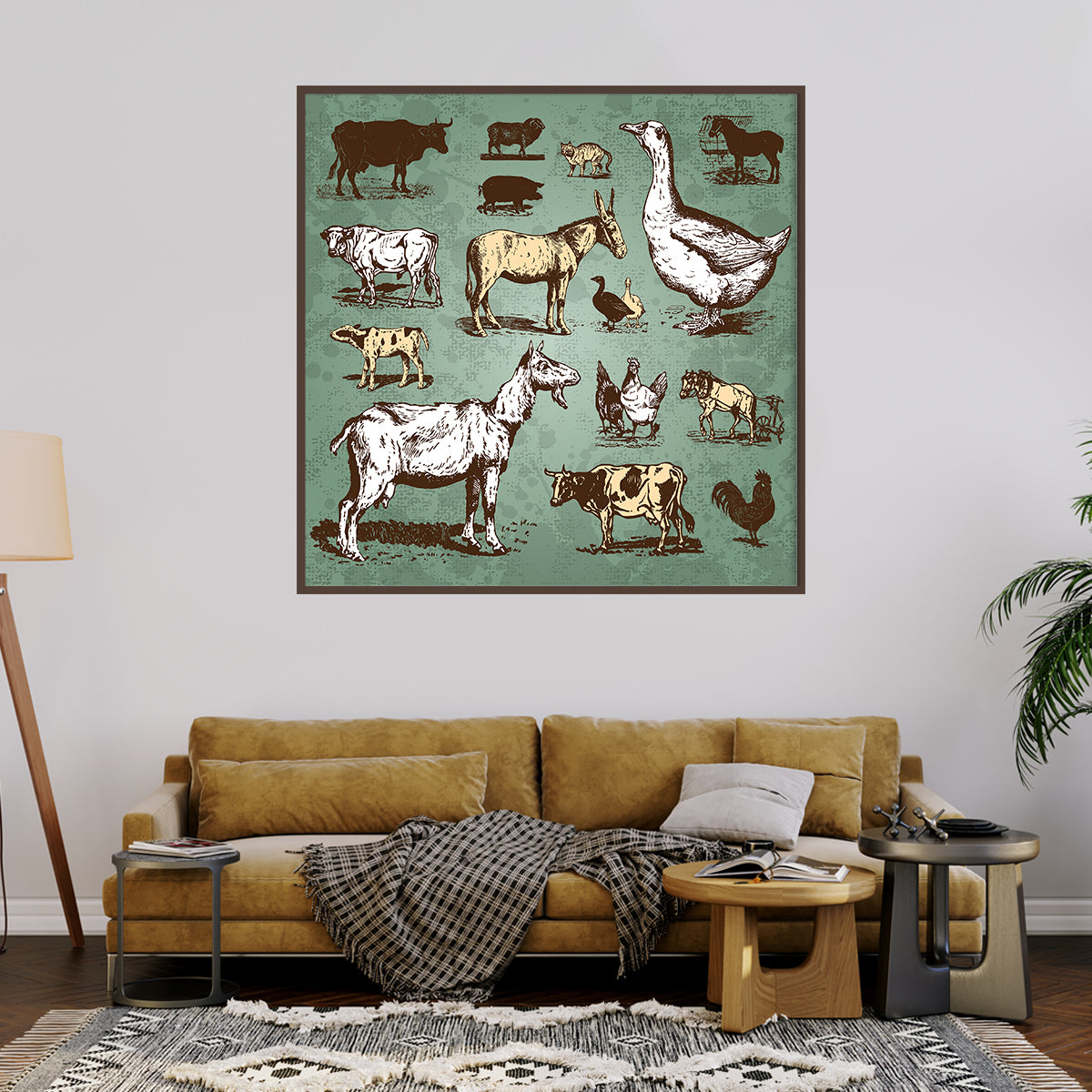 Vintage Farm Animals Cool Posters For Room-Square Posters NOT FRAMED-CetArt-8″x8″ inches-CetArt