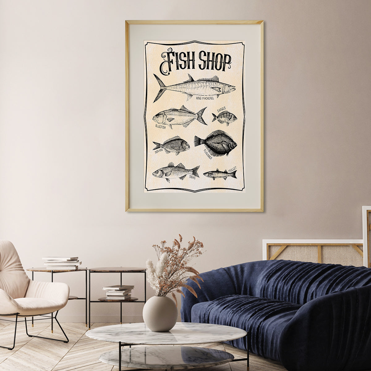 Fish Vintage Wall Art Posters Decor-Square Posters NOT FRAMED-CetArt-8″x8″ inches-CetArt