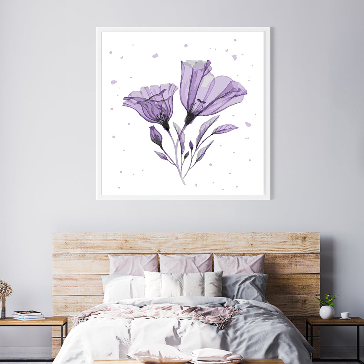 Abstract Purple Flowers Posters Prints Wall Art-Square Posters NOT FRAMED-CetArt-8″x8″ inches-CetArt