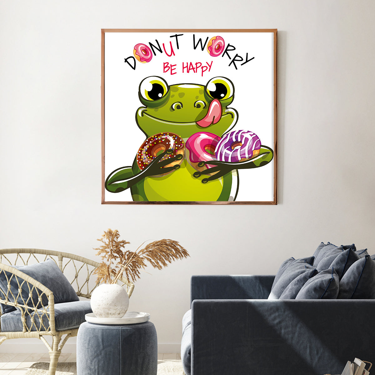 Frog with Donuts Creative Posters For Home Decor-Square Posters NOT FRAMED-CetArt-8″x8″ inches-CetArt