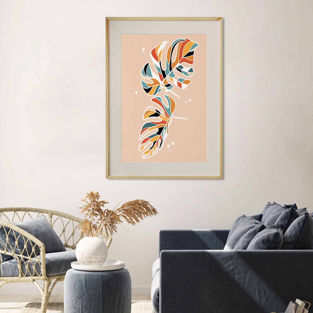 Colorful Abstract Minimalistic Monstera Leaves Room Poster Wall Art-Vertical Posters NOT FRAMED-CetArt-8″x10″ inches-CetArt