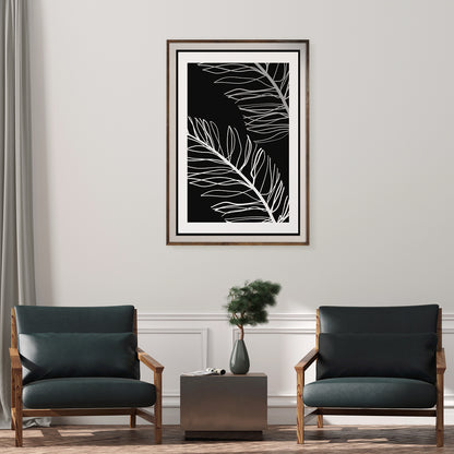 Poster Leaves Black And White Art-Vertical Posters NOT FRAMED-CetArt-8″x10″ inches-CetArt