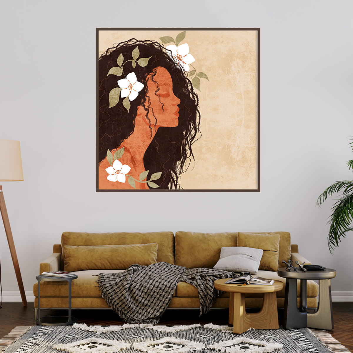 Girl in White Flowers Boho Style Posters For Home Decor-Square Posters NOT FRAMED-CetArt-8″x8″ inches-CetArt