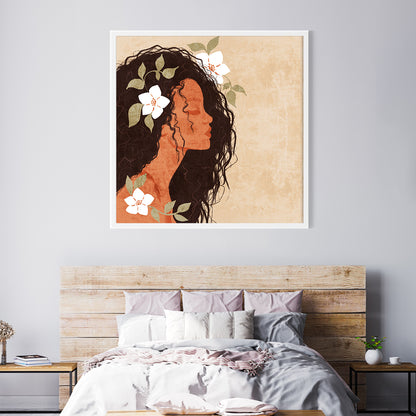 Girl in White Flowers Boho Style Posters For Home Decor-Square Posters NOT FRAMED-CetArt-8″x8″ inches-CetArt