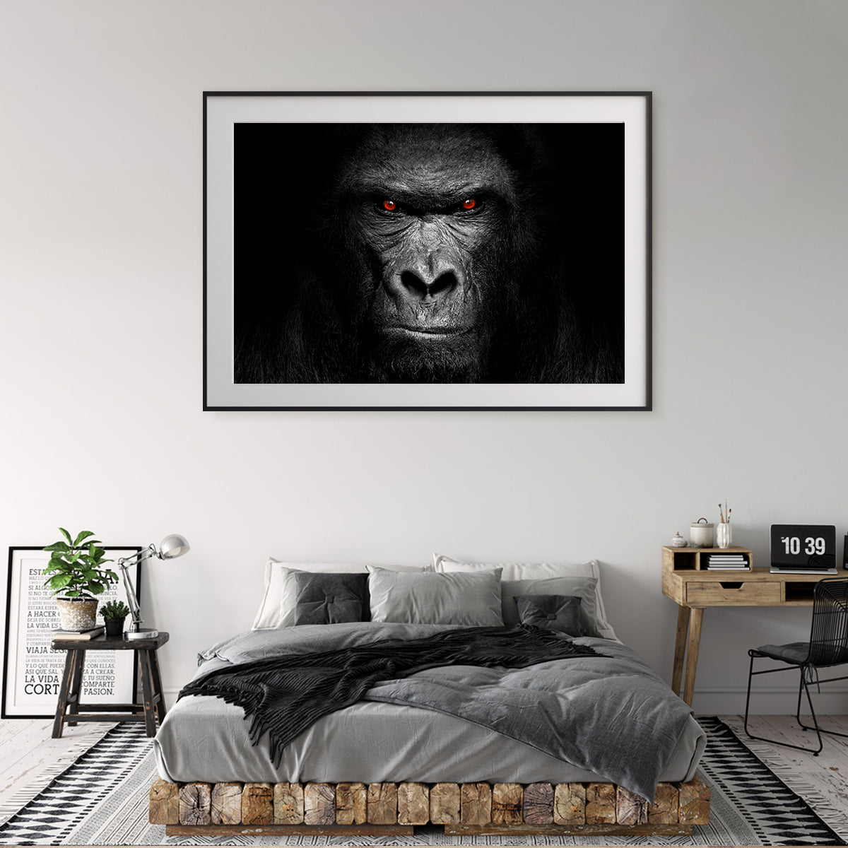 Gorilla Black White Portrait Poster For Home Decor-Horizontal Posters NOT FRAMED-CetArt-10″x8″ inches-CetArt