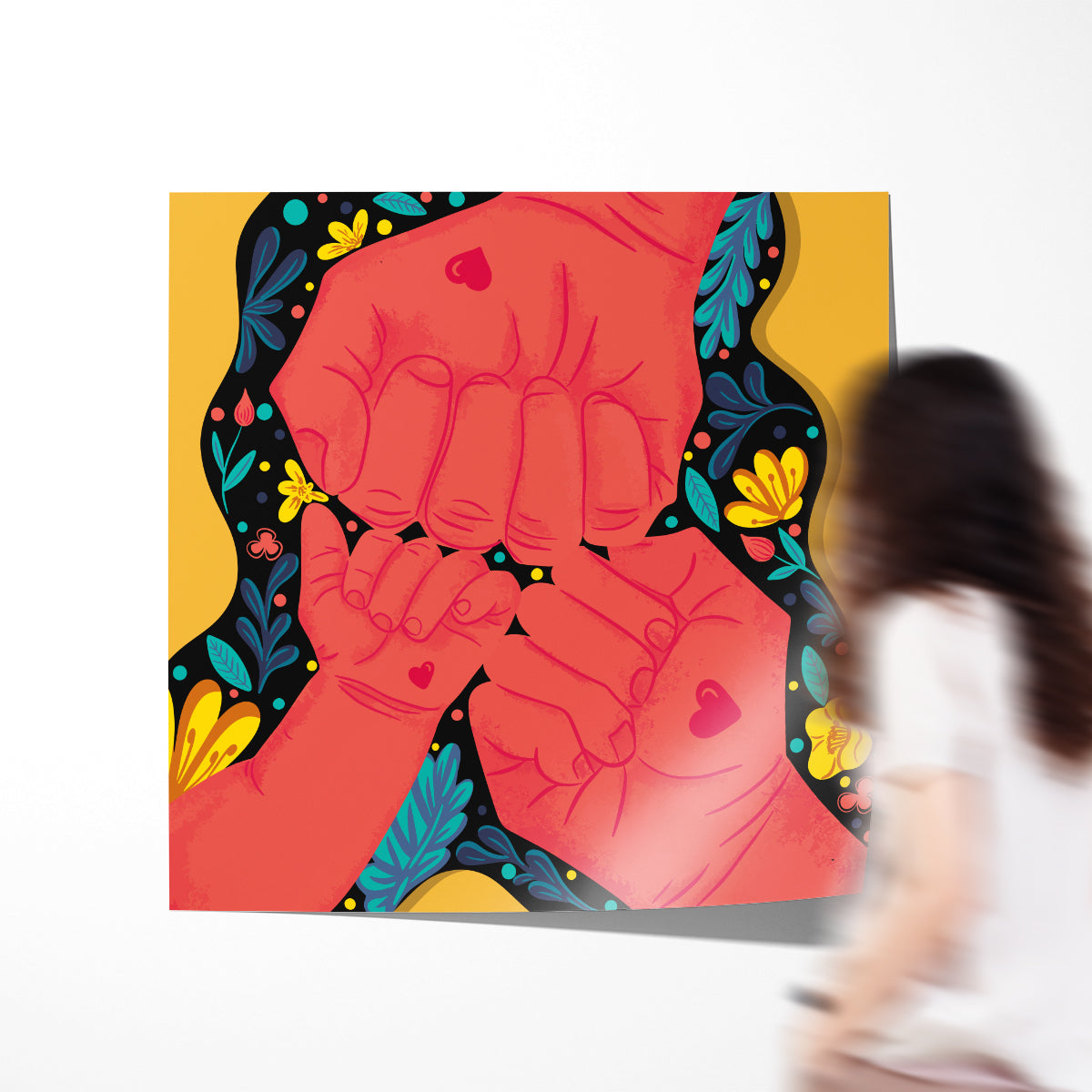 Family Hands Modern Art Prints Posters-Square Posters NOT FRAMED-CetArt-8″x8″ inches-CetArt