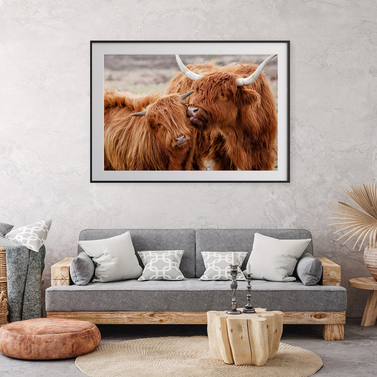 Highland Cow Couple Posters Prints Wall Decor-Horizontal Posters NOT FRAMED-CetArt-10″x8″ inches-CetArt