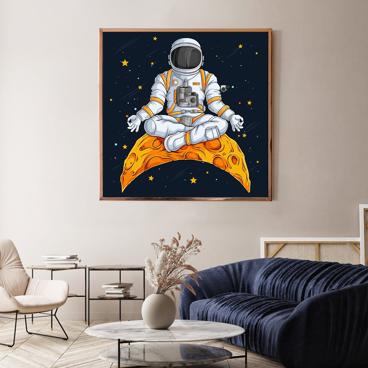 Astronaut Doing Yoga on Moon Living Room Poster Ideas-Square Posters NOT FRAMED-CetArt-8″x8″ inches-CetArt