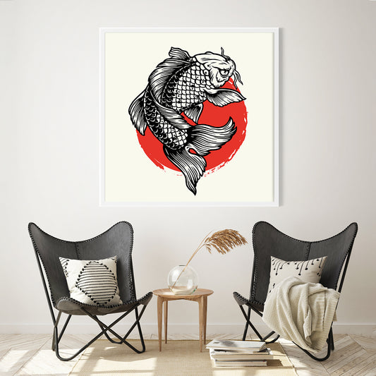 Koi Carp Vintage Poster Decorations Ideas-Square Posters NOT FRAMED-CetArt-8″x8″ inches-CetArt
