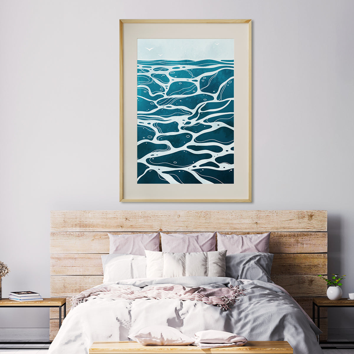 Abstract Blue Sea Waves Living Room Art Posters Japanese Style-Vertical Posters NOT FRAMED-CetArt-8″x10″ inches-CetArt