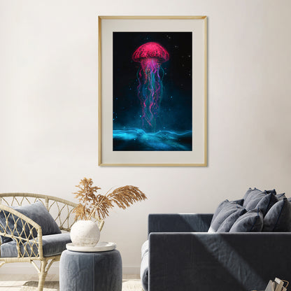 Neon Jellyfish Silhouette Posters Prints Abstract Wall Art-Vertical Posters NOT FRAMED-CetArt-8″x10″ inches-CetArt