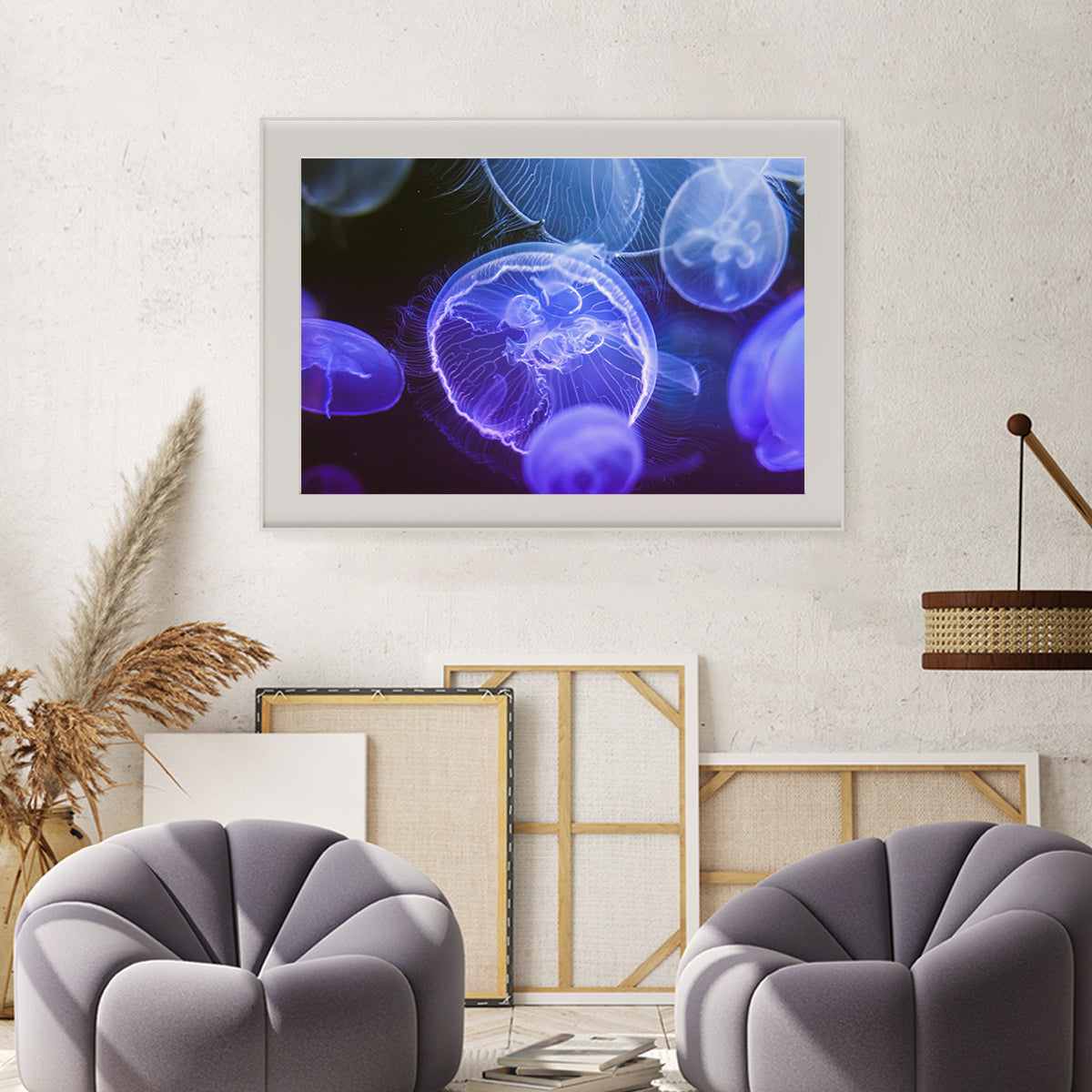 Beautiful Blue Jellyfish Poster Prints Wall Art-Horizontal Posters NOT FRAMED-CetArt-10″x8″ inches-CetArt
