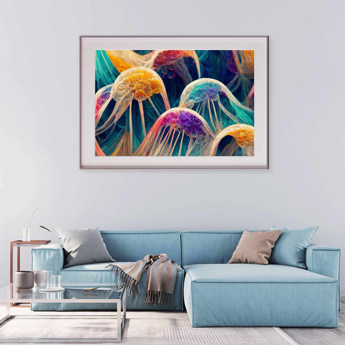 Abstract Multicolor Jellyfish Modern Art Prints Posters-Horizontal Posters NOT FRAMED-CetArt-10″x8″ inches-CetArt