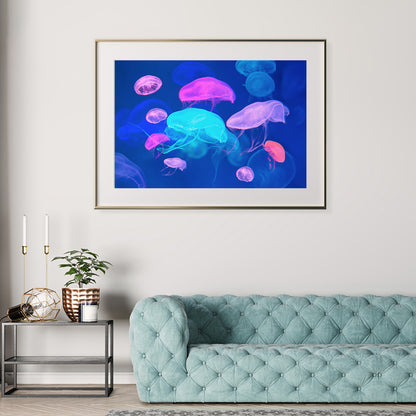 Small Colorful Jellyfish Posters Wall Art Prints For Living Room-Horizontal Posters NOT FRAMED-CetArt-10″x8″ inches-CetArt