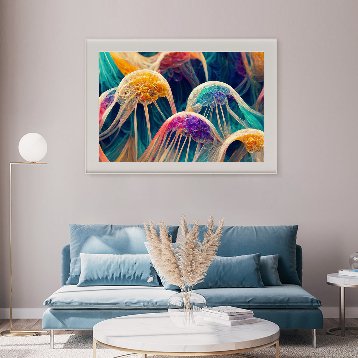 Abstract Multicolor Jellyfish Modern Art Prints Posters-Horizontal Posters NOT FRAMED-CetArt-10″x8″ inches-CetArt