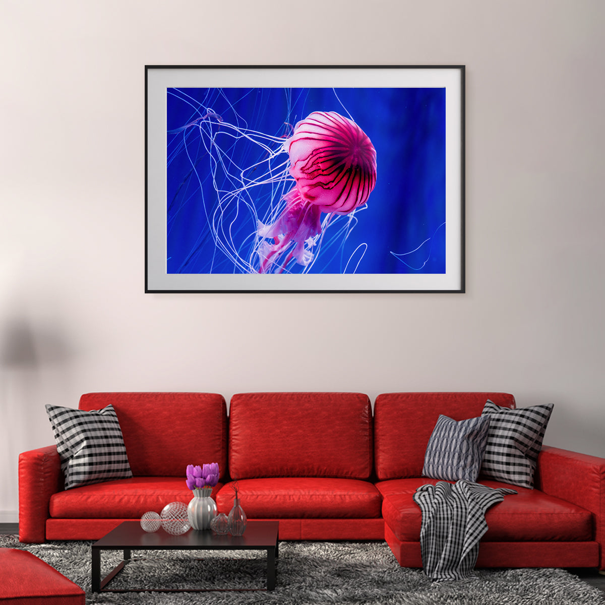 Beautiful Jellyfish in Blue Water Posters For Wall-Horizontal Posters NOT FRAMED-CetArt-10″x8″ inches-CetArt
