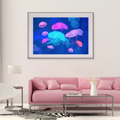 Small Colorful Jellyfish Posters Wall Art Prints For Living Room-Horizontal Posters NOT FRAMED-CetArt-10″x8″ inches-CetArt