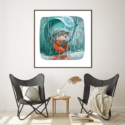 Koala Hiding From Rain Wall Posters-Square Posters NOT FRAMED-CetArt-8″x8″ inches-CetArt