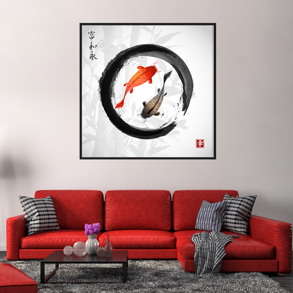 Red and Black Koi Carp Posters For Home Decor-Square Posters NOT FRAMED-CetArt-8″x8″ inches-CetArt