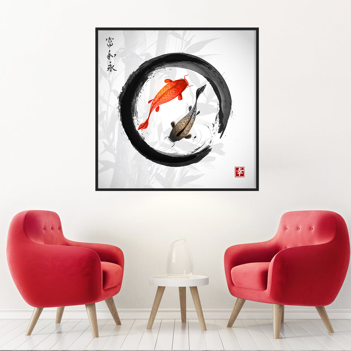 Red and Black Koi Carp Posters For Home Decor-Square Posters NOT FRAMED-CetArt-8″x8″ inches-CetArt