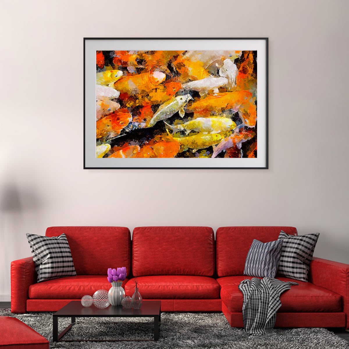 Abstract Japanese Koi Fishes Posters Modern Interior Decoration-Horizontal Posters NOT FRAMED-CetArt-10″x8″ inches-CetArt