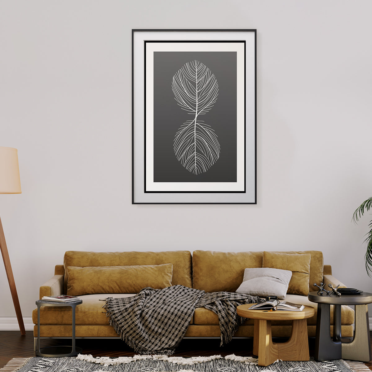 Abstract Leaf Line Art in Black White Office Posters Wall Art-Vertical Posters NOT FRAMED-CetArt-8″x10″ inches-CetArt