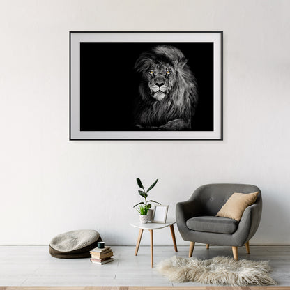 Lion King Portrait Black Poster Art Wall Decor-Horizontal Posters NOT FRAMED-CetArt-10″x8″ inches-CetArt