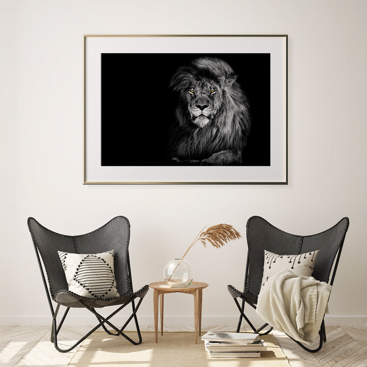 Lion King Portrait Black Poster Art Wall Decor-Horizontal Posters NOT FRAMED-CetArt-10″x8″ inches-CetArt