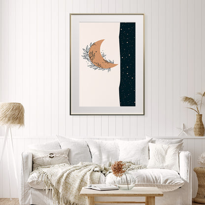 Abstract Vintage Moon in Starry Sky Posters Decoration for Interior-Vertical Posters NOT FRAMED-CetArt-8″x10″ inches-CetArt
