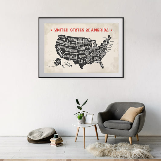 Map of United States of America Posters For Room-Horizontal Posters NOT FRAMED-CetArt-10″x8″ inches-CetArt